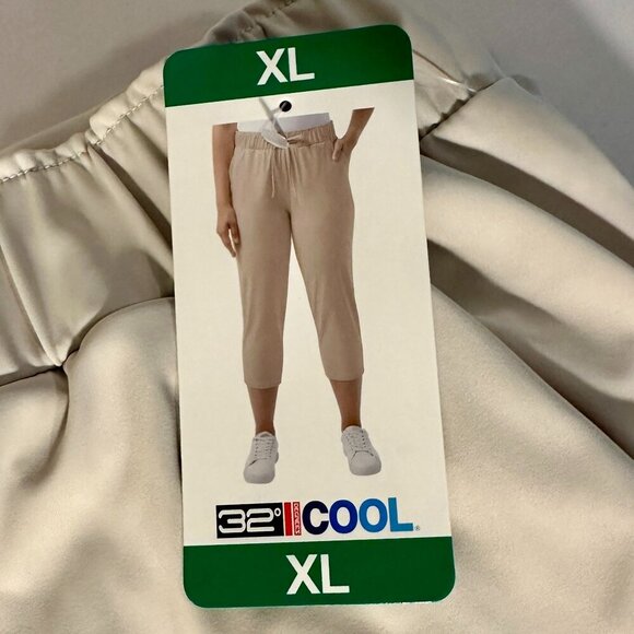 New 32 Degrees Cool Active Capri Cropped Pant Size XL Cream Beige Coastal Casual - Picture 1 of 15